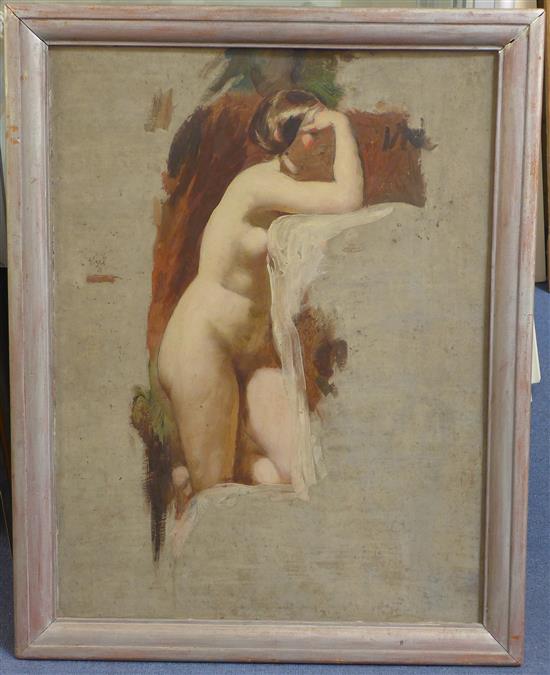 Sir William Etty (1787-1849) Female nude study, 26 x 19.5in.